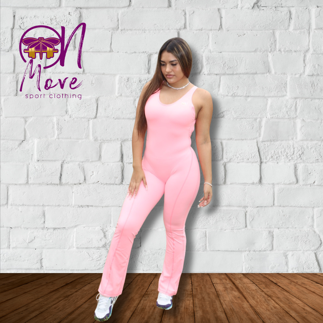 Coral Sleeveless Backless Flare Jumpsuit