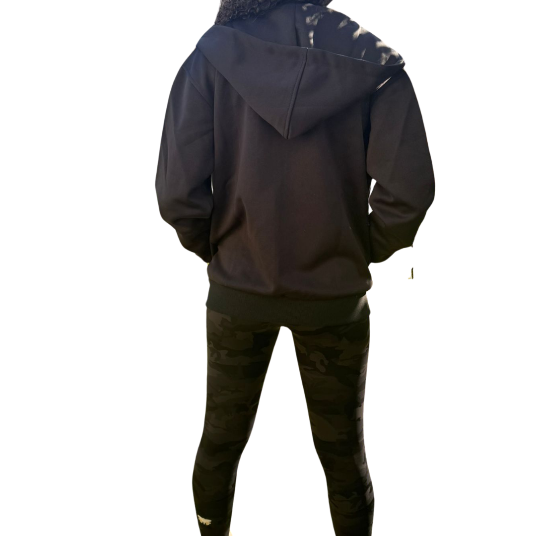 Black Zip Up Hoodies Sweatshirt Fleece Jackets