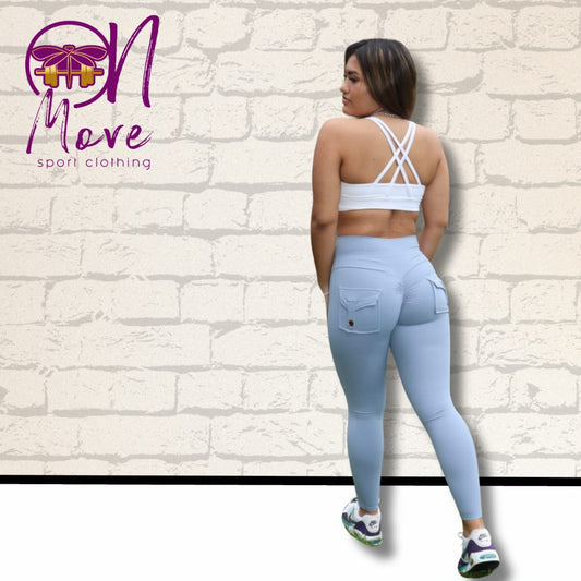 Light Blue Leggings with Pockets