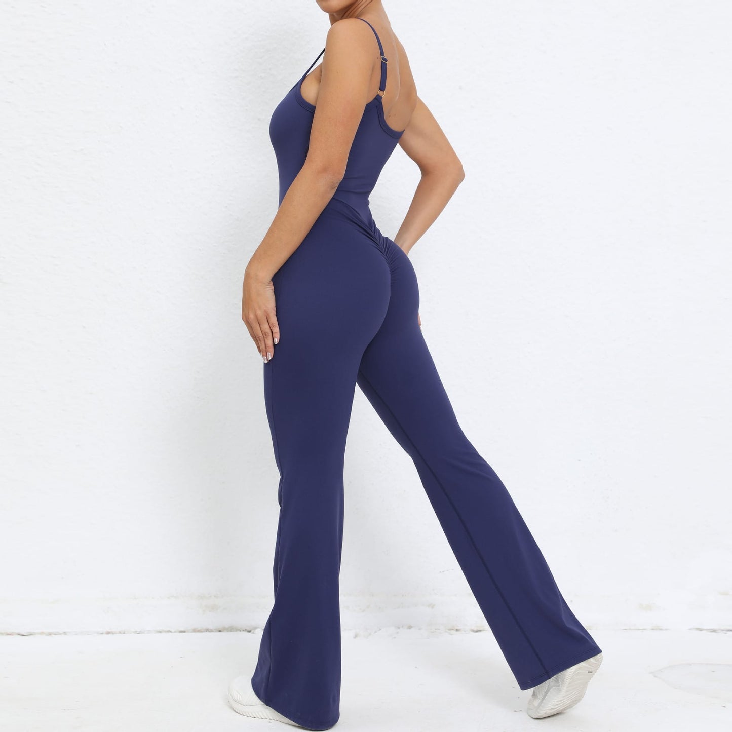 Blue Spaghetti Strap Flare Jumpsuit