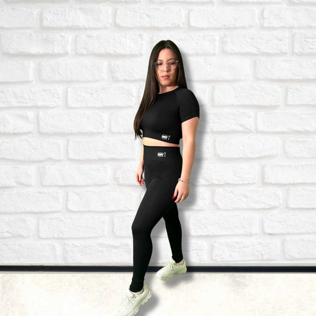 Ribbed Fabric Crop Top and High-Waisted Legging