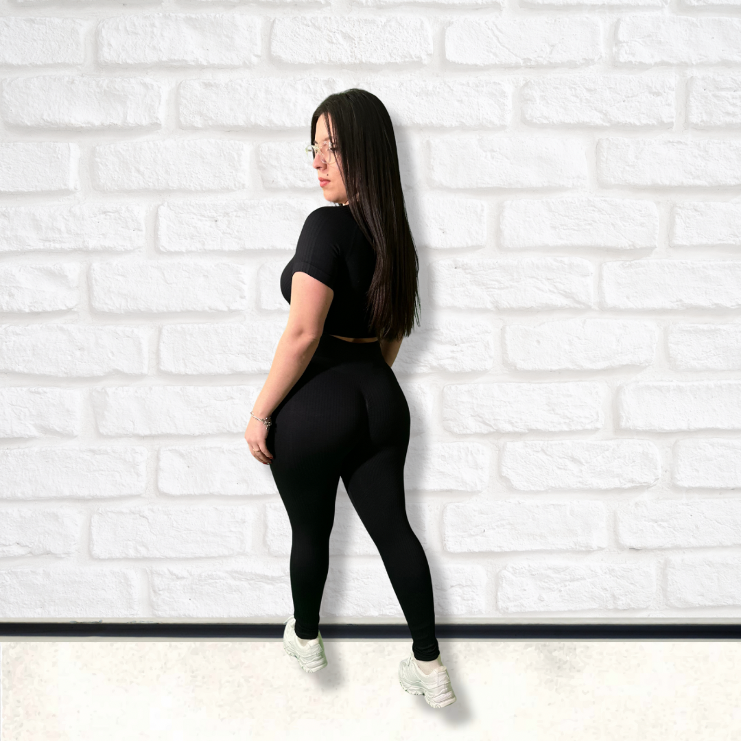 Ribbed Fabric Crop Top and High-Waisted Legging