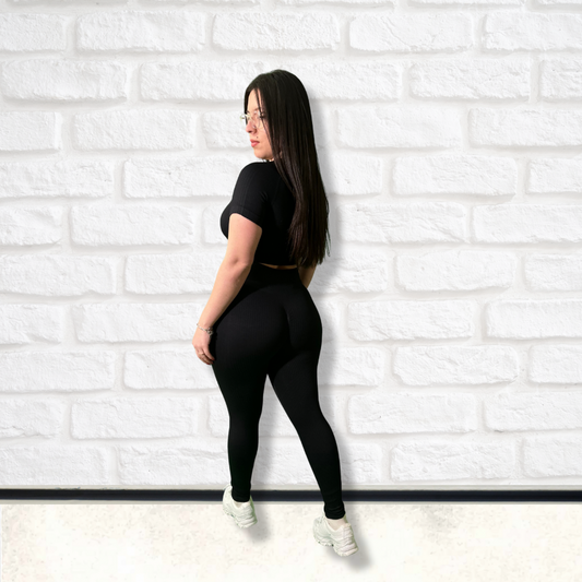 Ribbed Fabric Crop Top and High-Waisted Legging