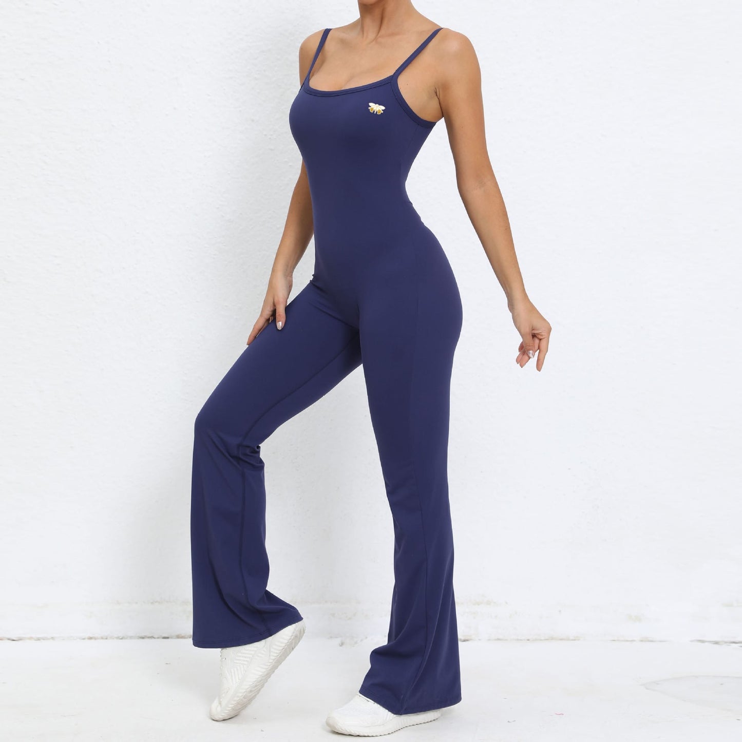 Blue Spaghetti Strap Flare Jumpsuit