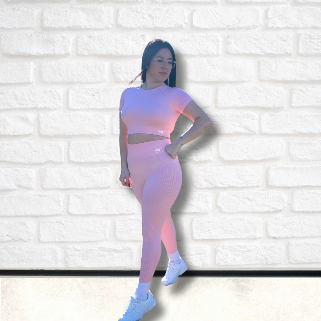 Ribbed Fabric Crop Top and High-Waisted Legging