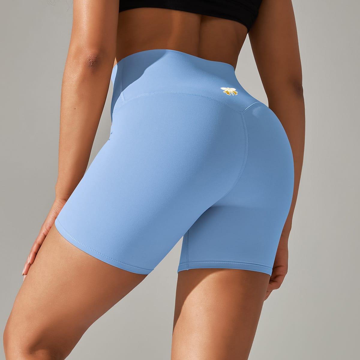 Light Blue High Wasted Biker Shorts