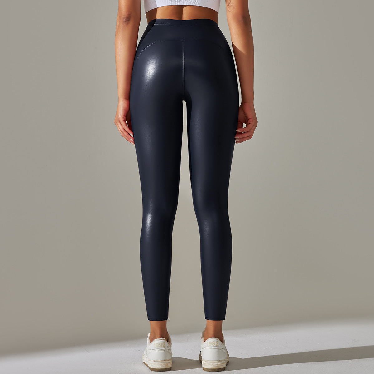 Blue Faux Leather Leggings Pants