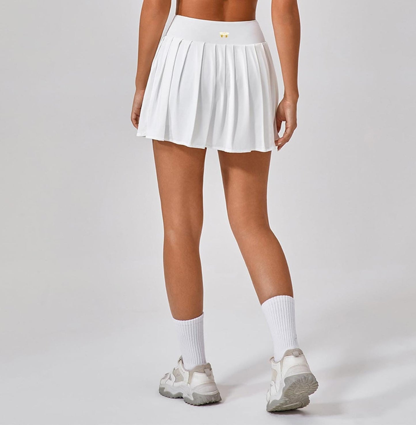 White Pleated Tennis Skirt-Flowy