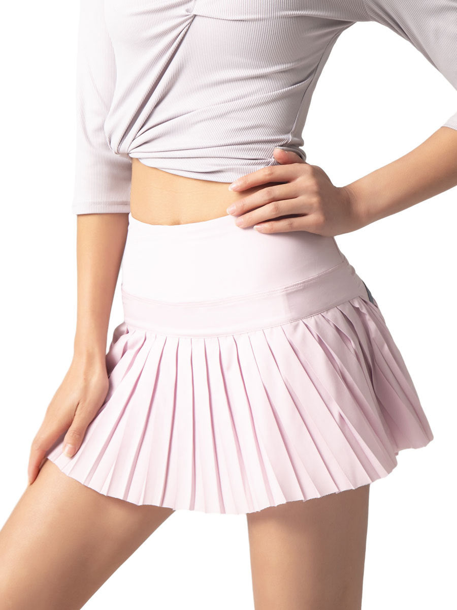 Light Pink Tennis Skirt With Shorts Pleated