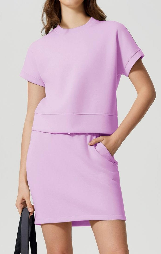 Elevate Ease Pastel Pink Top & Skirt Set