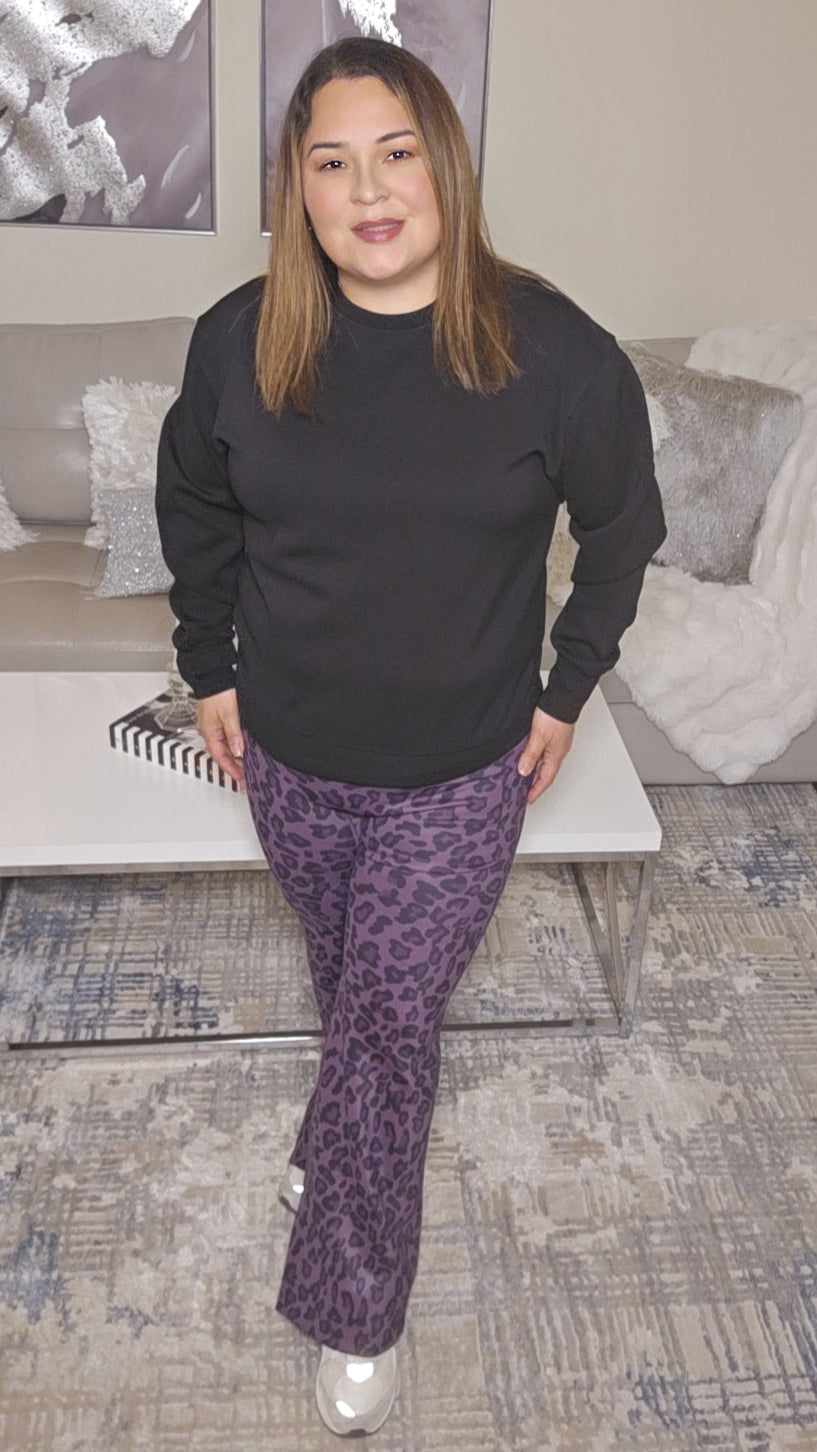 Purple Animal Print Flare Legging