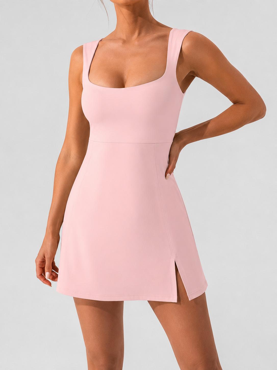 Pink Square Neck Tennis Dress