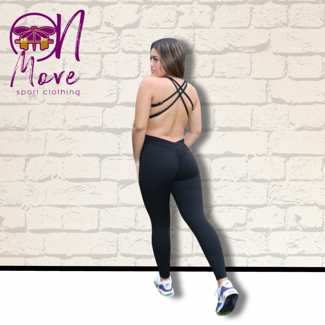 Black Laced Back with scrunch butt Jumpsuit