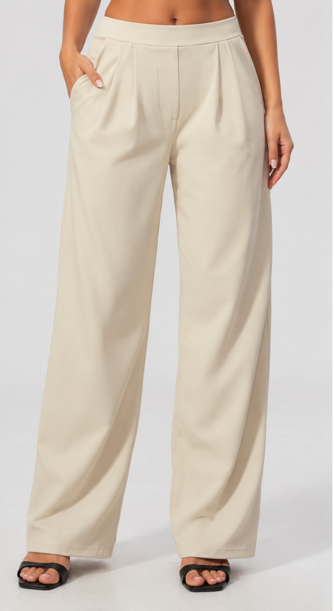 Wide-Leg Pants – Beige