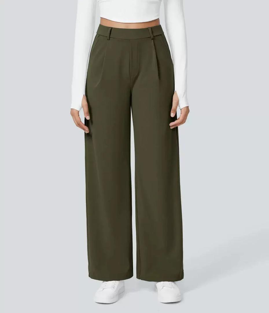 Olive Chic Flow Wide-Leg Pants