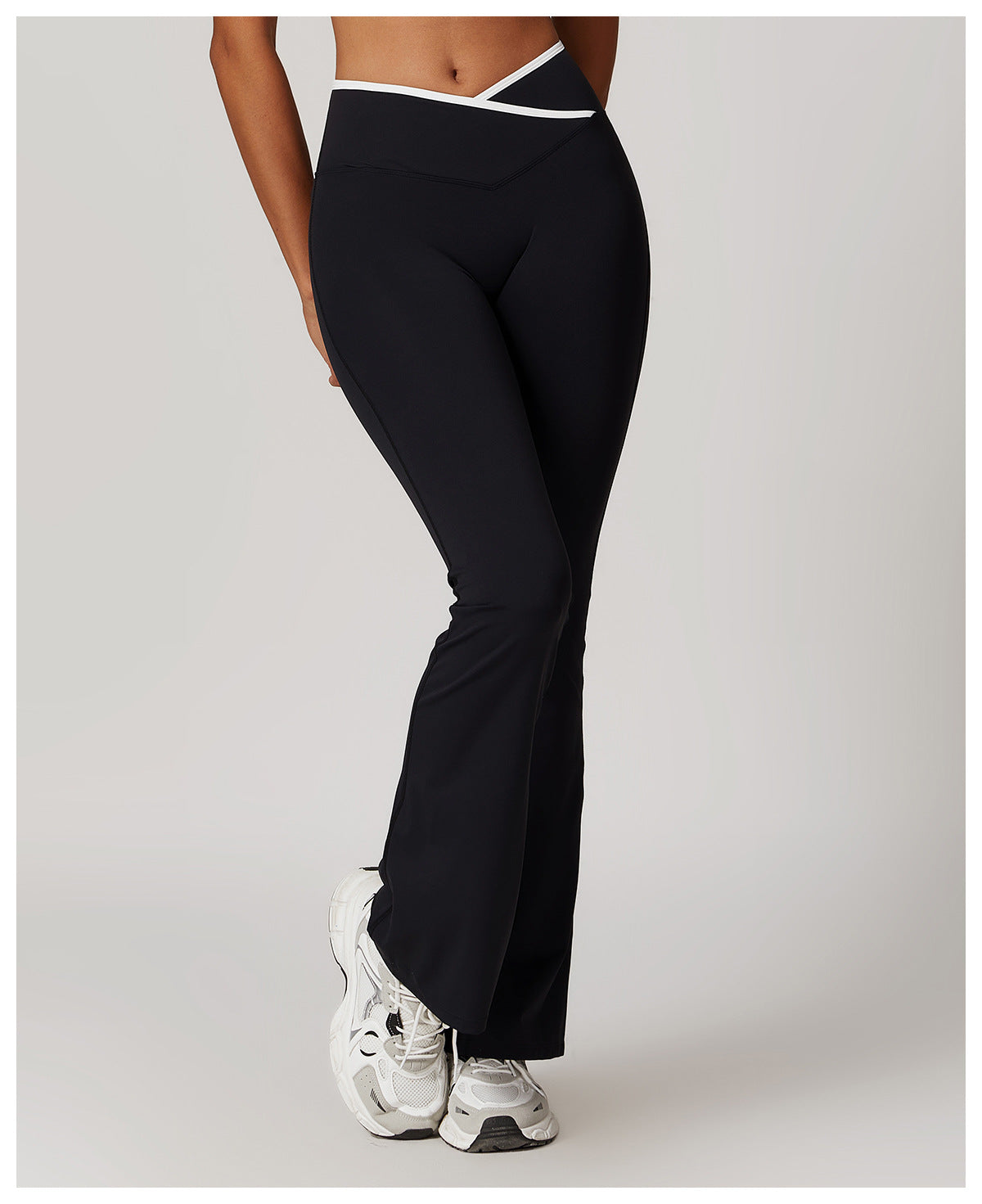 Black V Waist Flare Legging