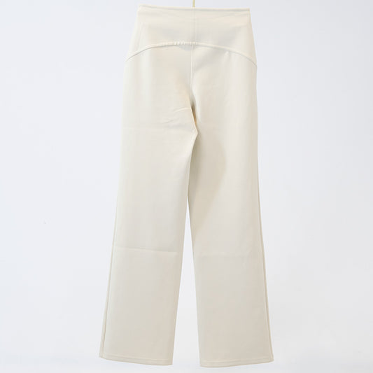 Apricot Stretch Knit Straight-Leg Pull-On Pant