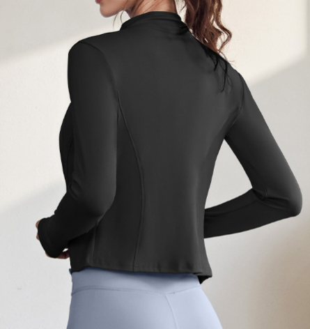 Black Aligned Zipped Jackets