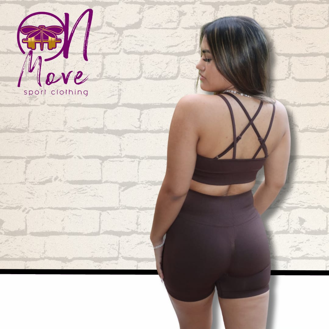Brown Set of Laced Strap and Contour Scrunch Short