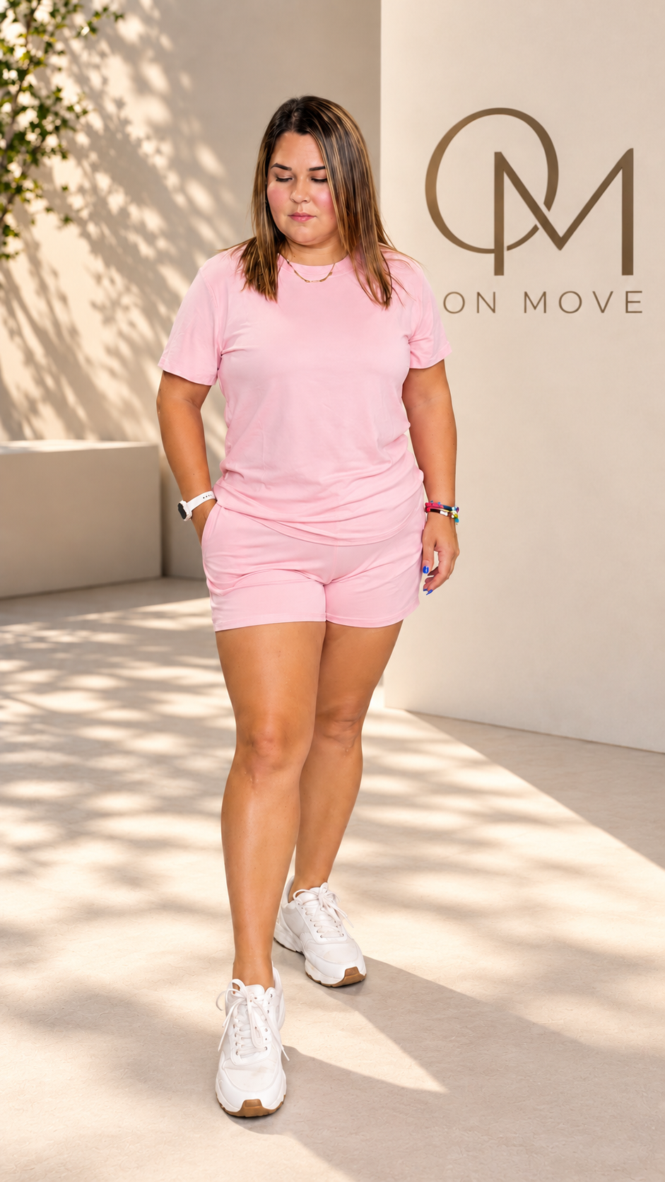 Peachy Pink Oversized Lounge Tee Set