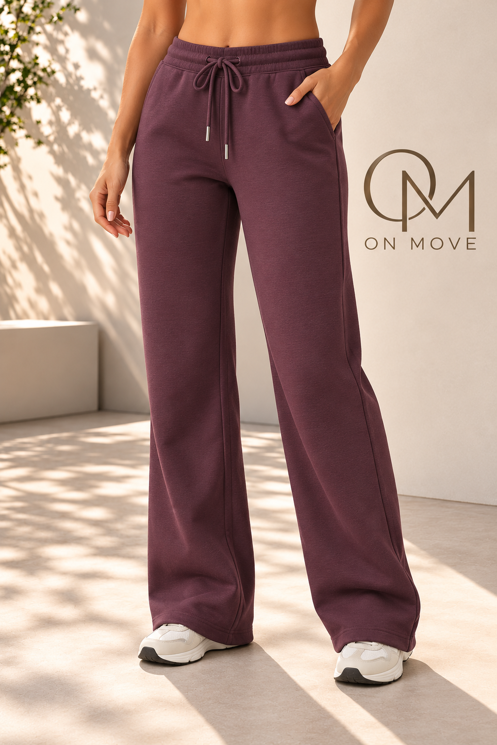 Wide Leg Drawstring Sweatpants – Burgundy