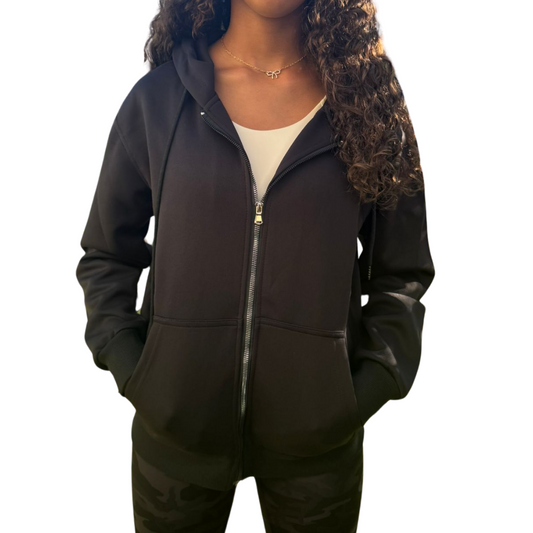 Black Zip Up Hoodies Sweatshirt Fleece Jackets