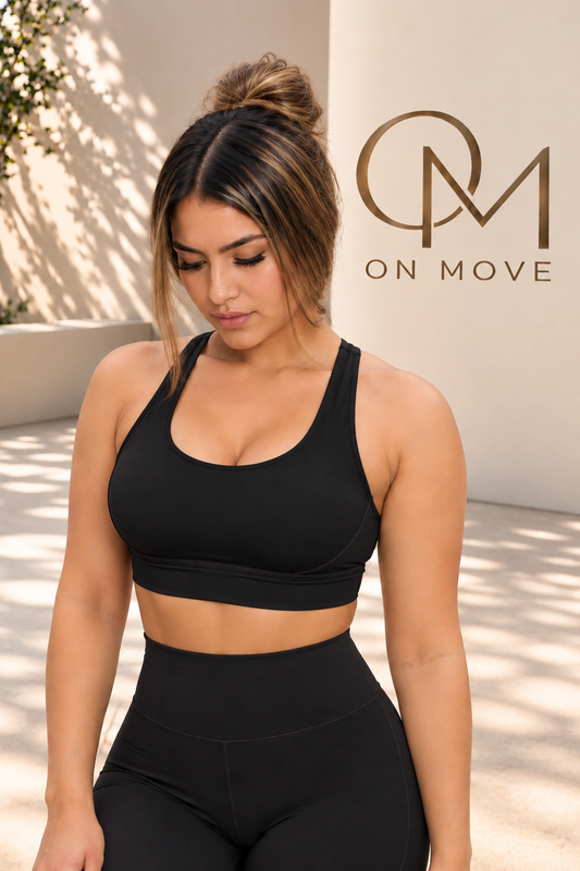 Black Laced Back Sport Bra