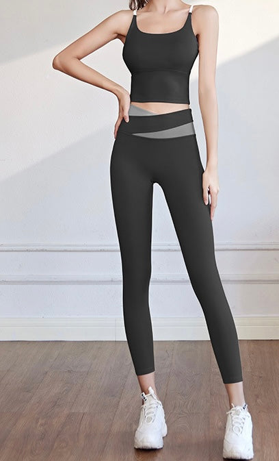 Grey and Black Legging and Tank Top set