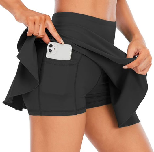 Black Tennis Skirt Flowy Athletic Shorts