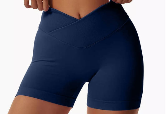 Navy Blue V-Waist Scrunch Butt Shorts