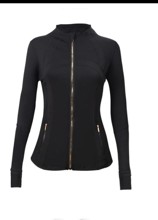 Black Golden Zip Aligned Sculpt Jacket