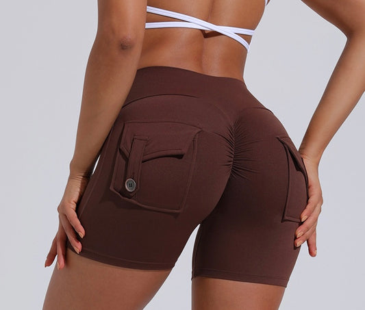 Brown Pocket Scrunch Butt Short