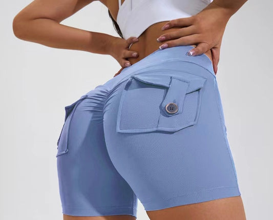 Pastel Blue Pocket Scrunch Butt Short