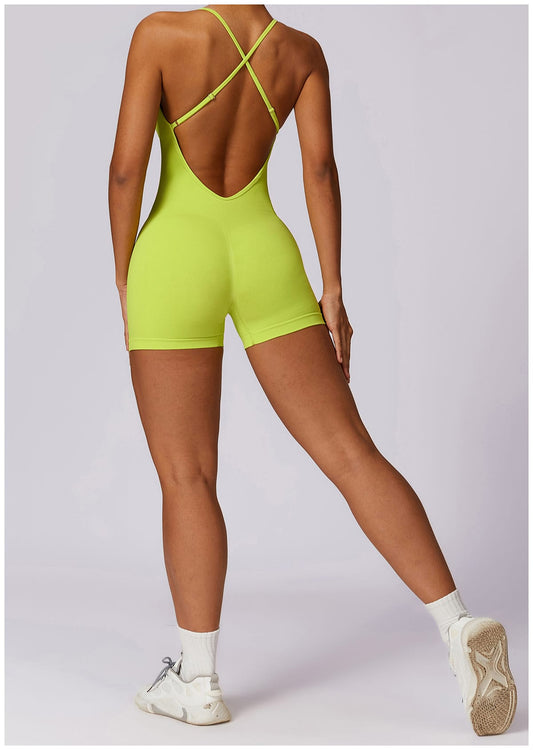 Lime Backless Tummy Control Romper