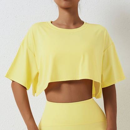 Yellow Loose Workout Crop Top