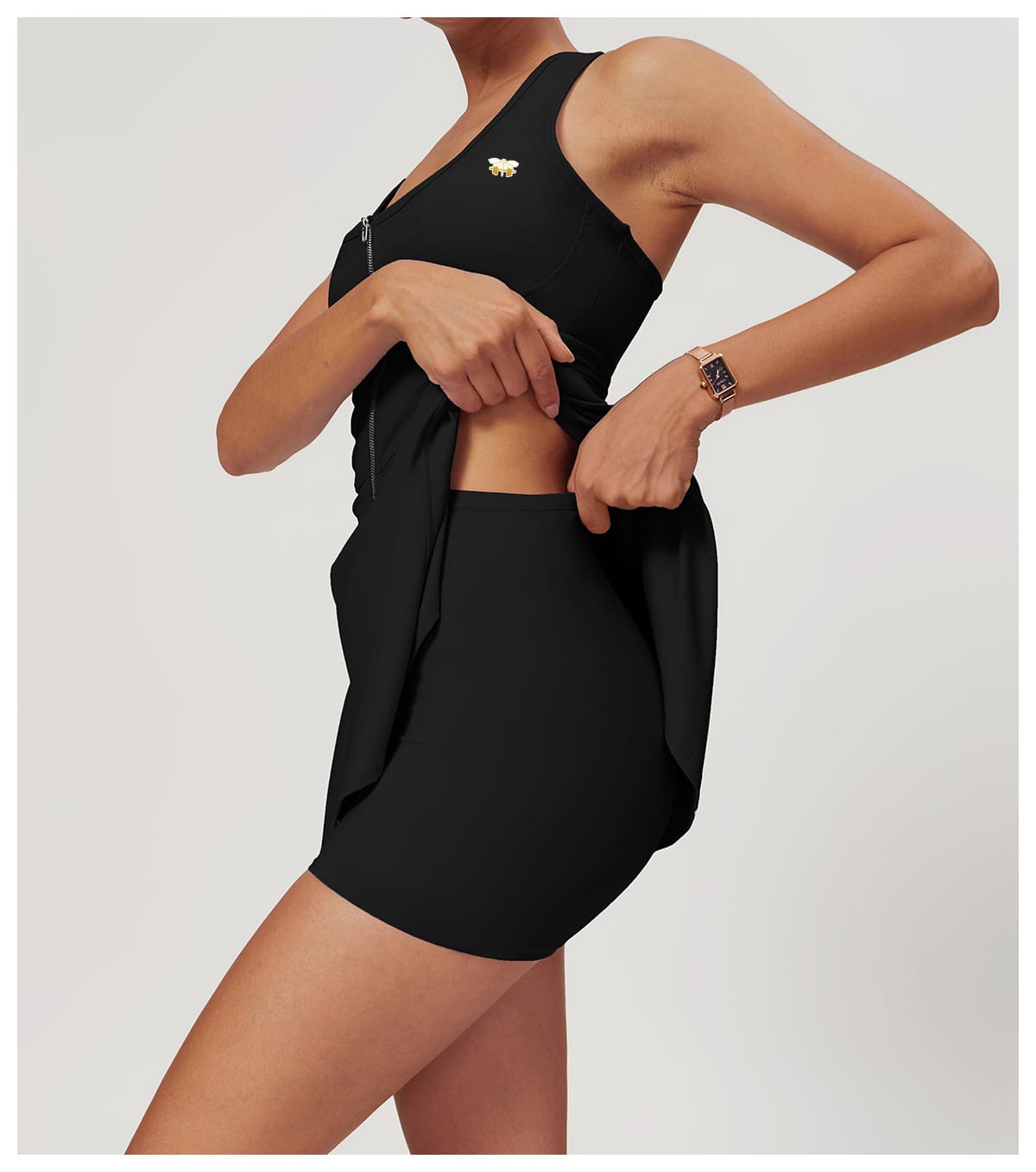 Black Tennis Dress With Zipper