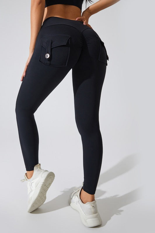 Buttons Pocket Scrunch Leggings