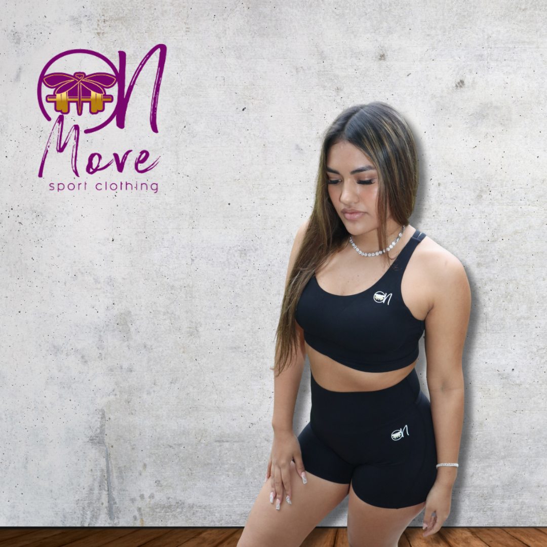 Black Laced Back Sport Bra