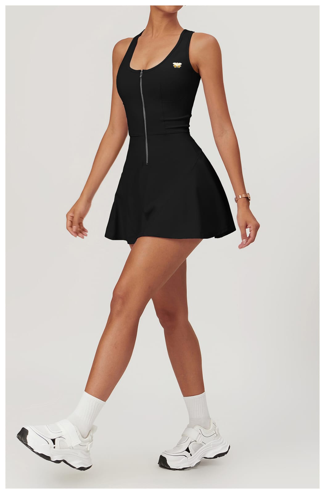 Black Tennis Dress With Zipper