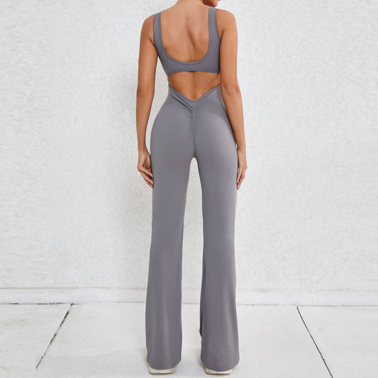 Light Gray V-Back Scrunch Butt Jumpsuit