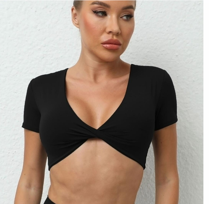 Twist Short-Sleeve Crop Top