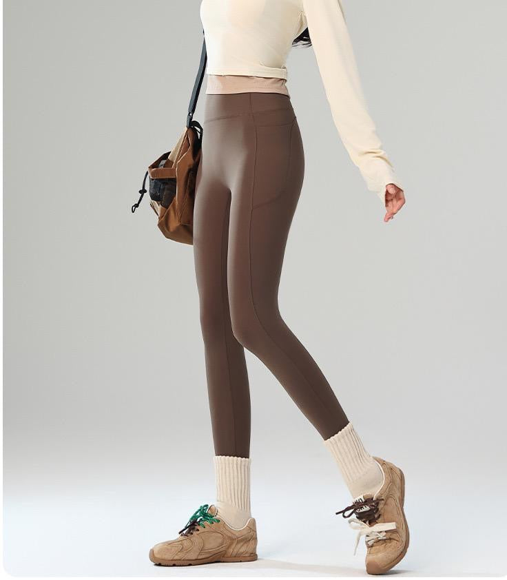 Brown Fleece Lined Deep pockets Winter Leggings