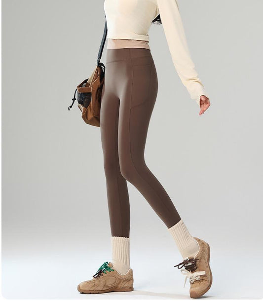 Brown Fleece Lined Deep pockets Winter Leggings