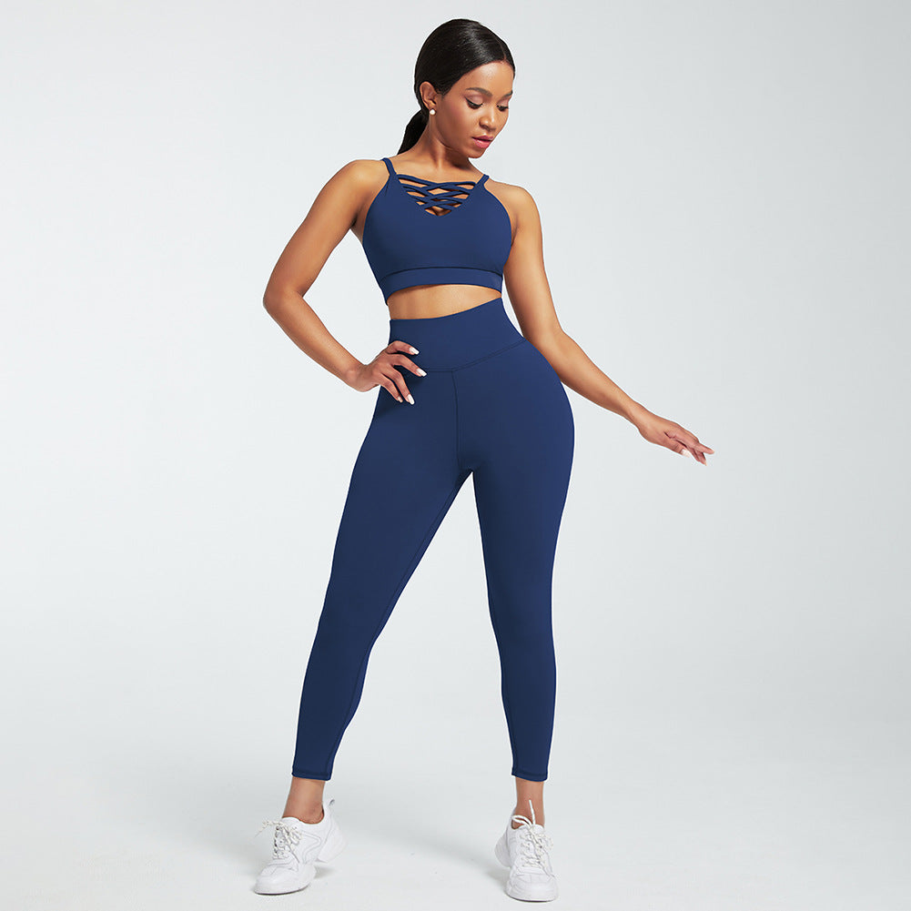 Midnight 3 Pieces Set ( Cropped hoodie, sports bra and scrunch butt legging)