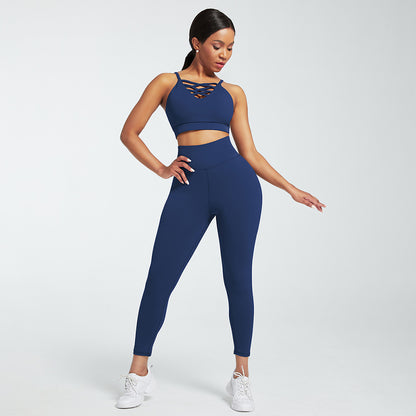 Midnight 3 Pieces Set ( Cropped hoodie, sports bra and scrunch butt legging)