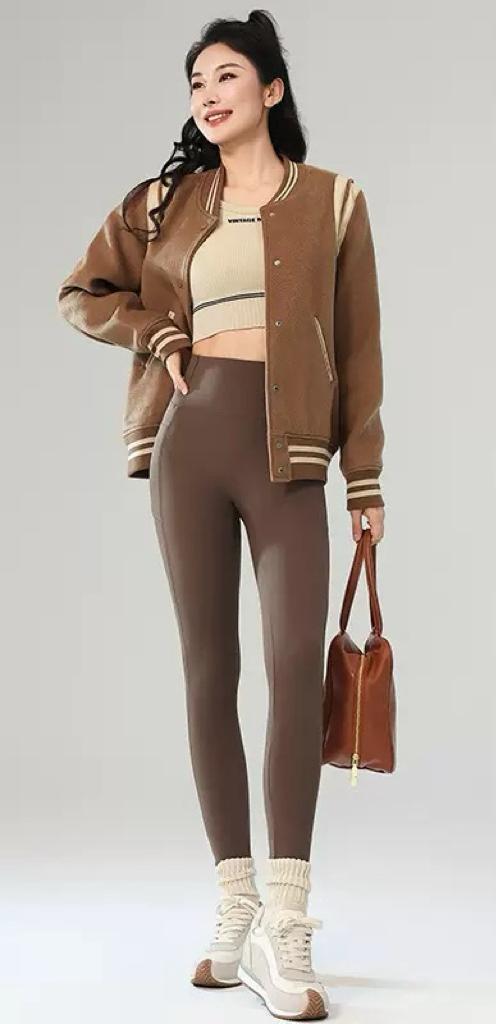 Brown Fleece Lined Deep pockets Winter Leggings