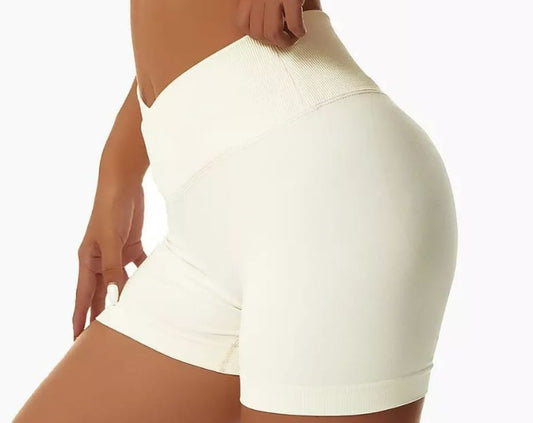 Ivory V-Waist Scrunch Butt Shorts