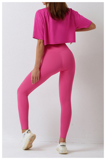 Hot pink Loose Workout Crop Top