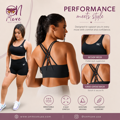 Black Laced Back Sport Bra