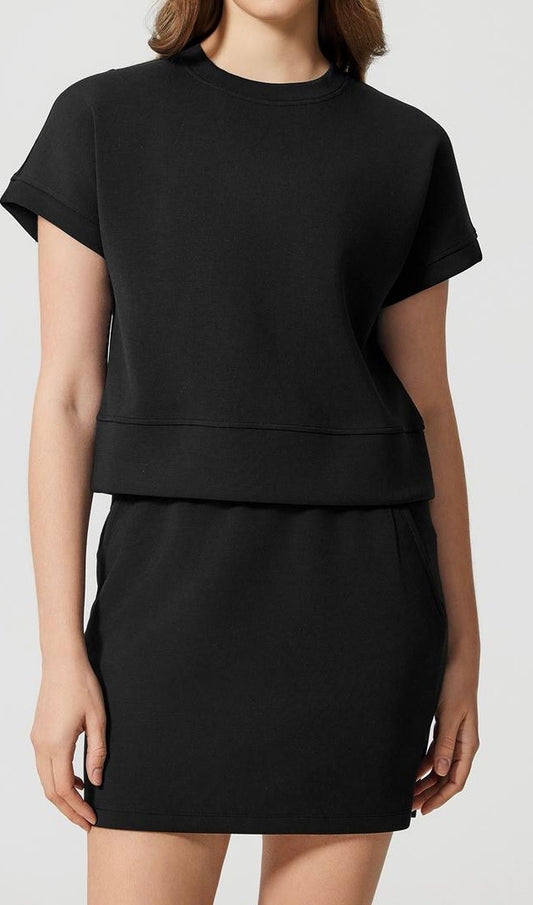 Elevate Ease Black Top & Skirt Set